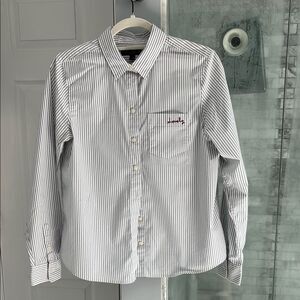 Banana Republic White and Gray Blouse Classic Design